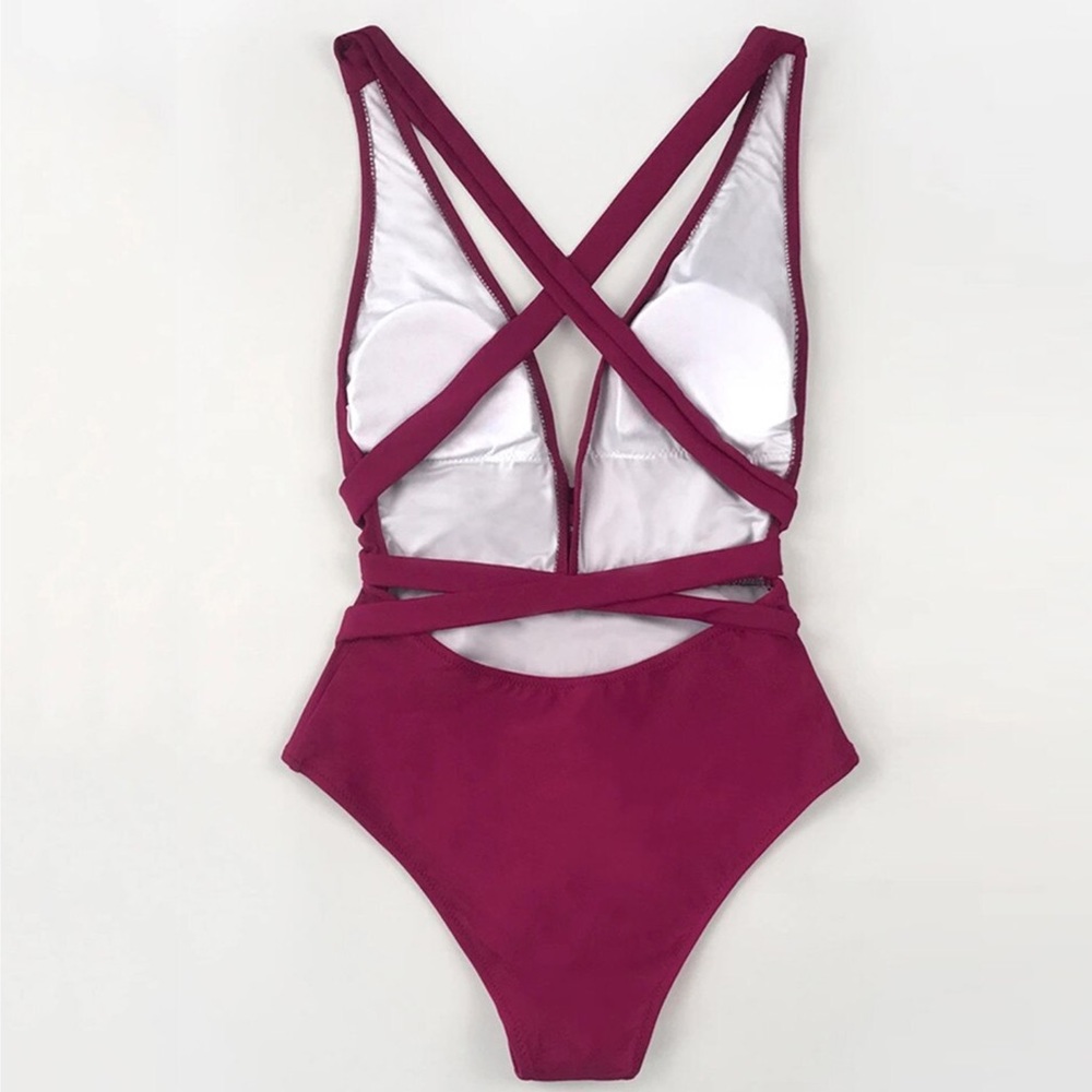 NEW Wrapped Waist Tie One Piece Swimsuit - Picture 3 of 3